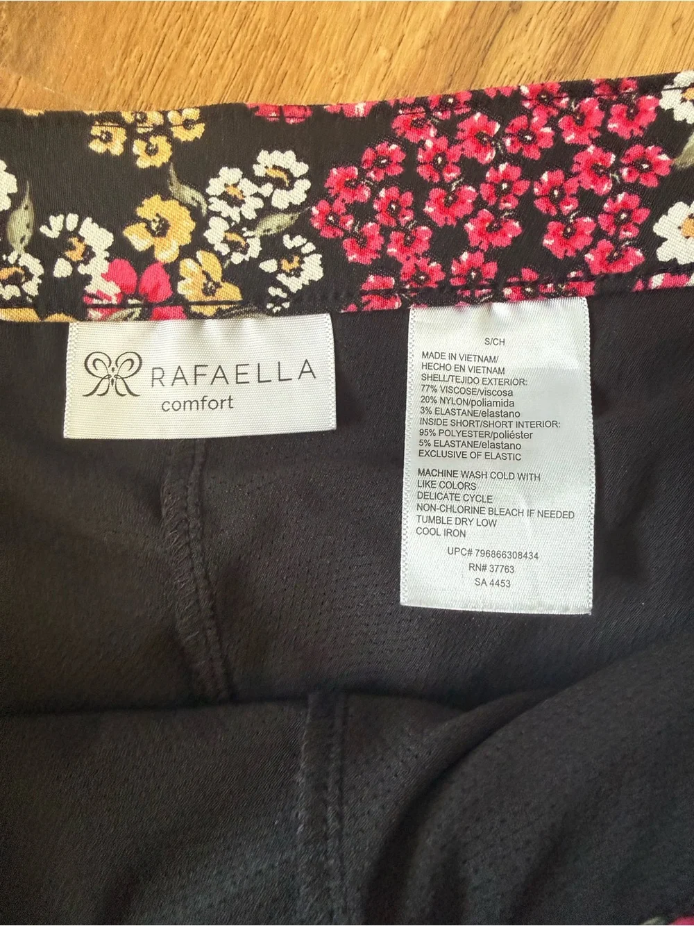 Rafaella Black Floral Mini Skirt with Pink & Cream Blooms